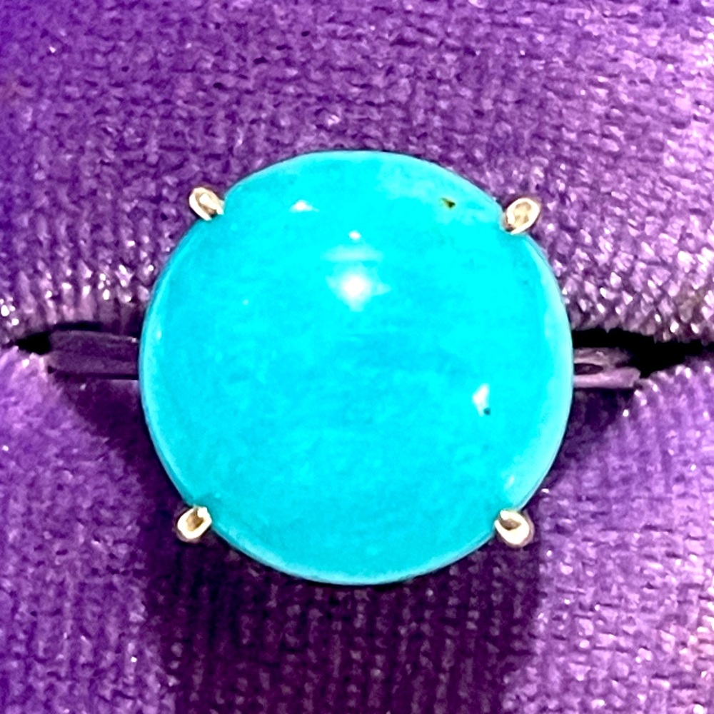 925 Imported Genuine Natural Amazonite Round Cabochon Solitaire Sz8.5 NWT
